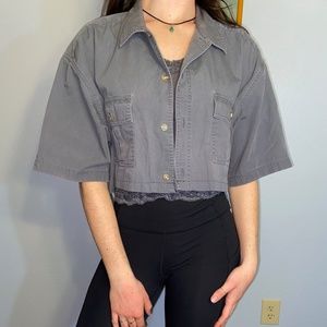 Cropped Grey Eddie Bauer Button Up